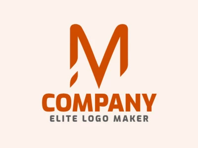 A minimalist 'M' letter logo design embodies simplicity and vitality with a vibrant orange hue.