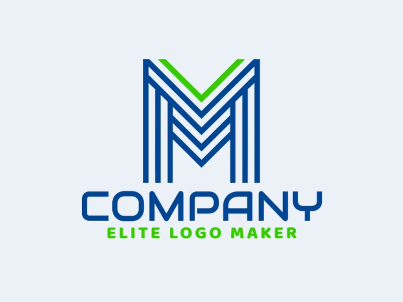 A stylish logo featuring the initial letter "M" adorned with a touch of elegance, blending green and dark blue tones seamlessly.