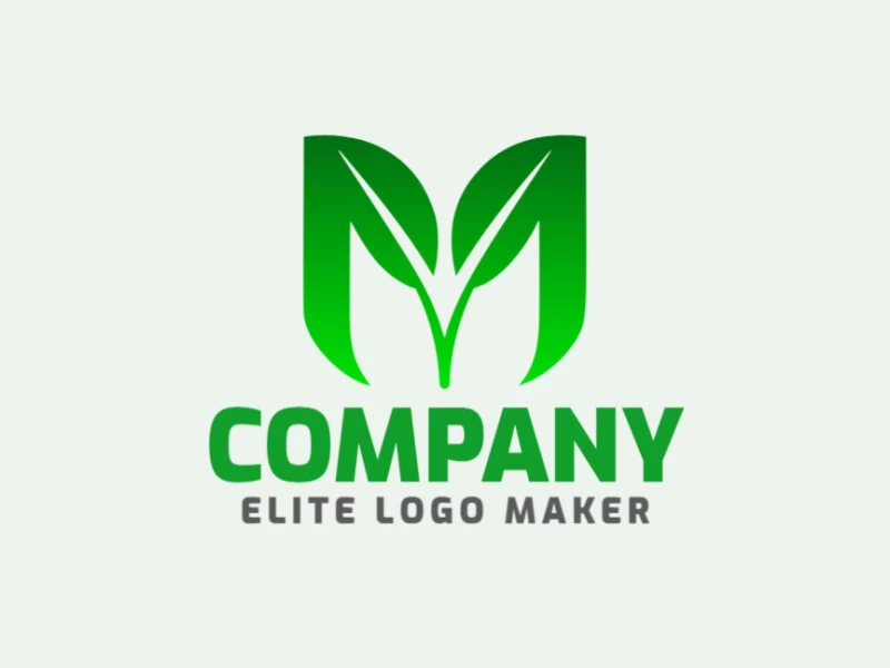 A captivating logo design featuring a gradient letter 'M', blending shades of green and dark green for a nature-inspired allure.