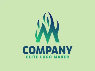 A flashy initial letter logo featuring the letter 'M' engulfed in flames, perfect for a dynamic and memorable business identity.