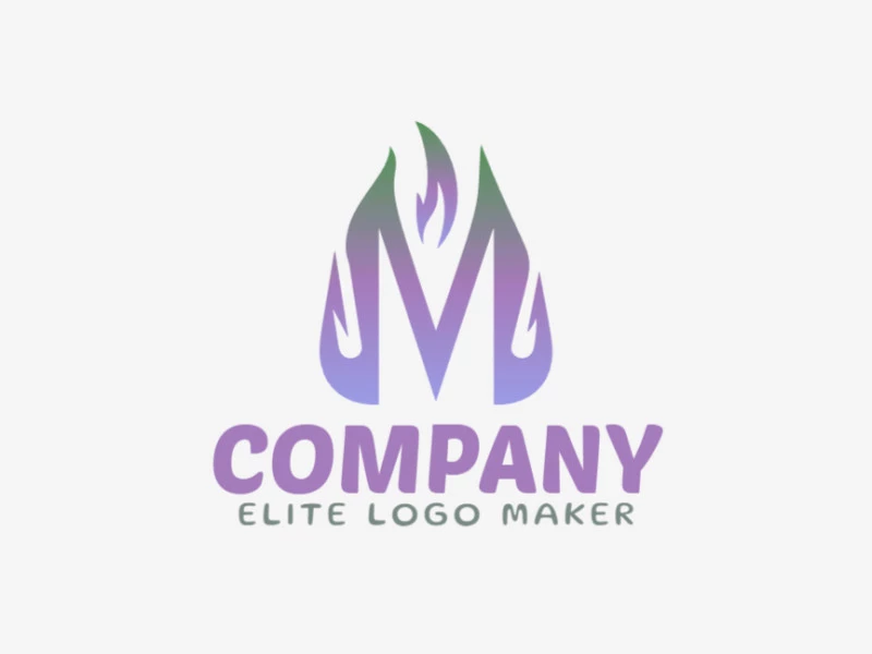 An initial letter logo with the letter 'M' in green and purple flames, presenting an interesting business concept with a striking visual appeal.