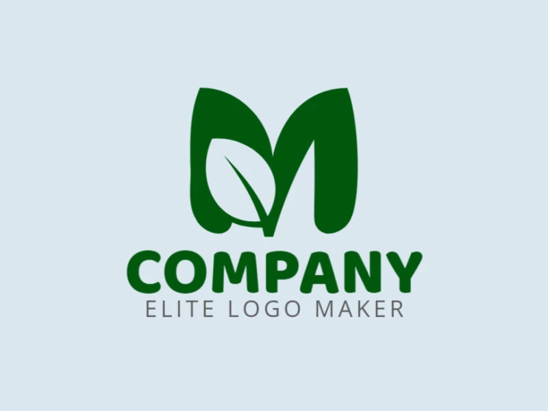 A unique and inspiring logo design featuring the initial letter 'M' intertwined with a green leaf.