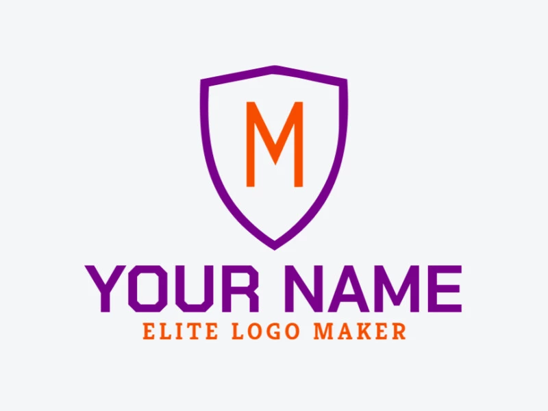 An inspiring minimalist logo features the letter 'M' protected by a shield, creating an excellent design with clean lines and a strong visual presence.