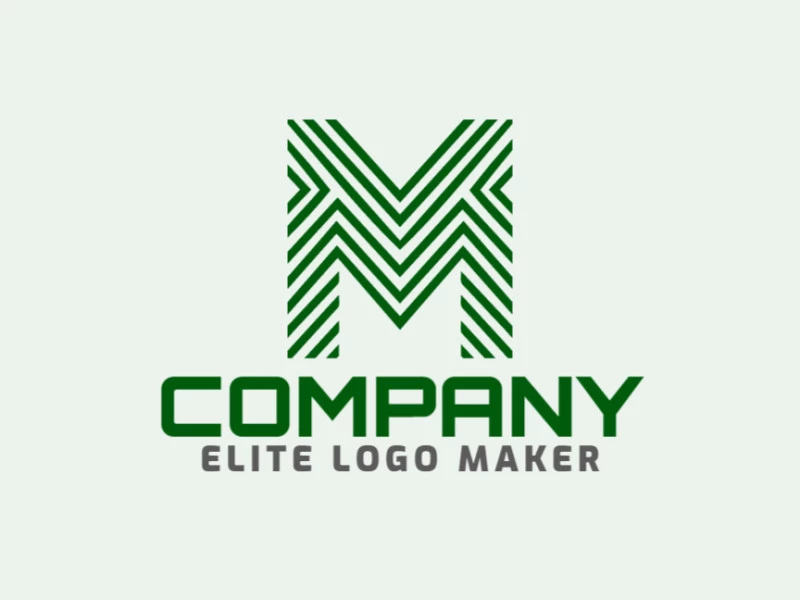 A dynamic 'M' letter logo with striped elements, showcasing versatility and vibrancy in lush green tones.