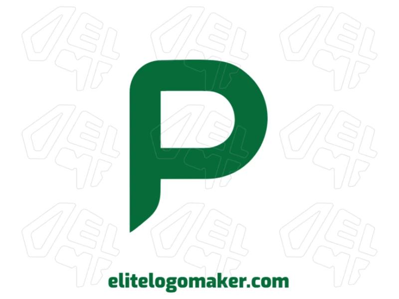 Letter "P" In Green Color And Minimalist Style - Creative Logo Concept Minimalist logo with the letter "P" in green color, perfect for a modern and clean company identity.
