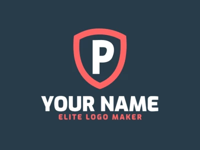 A creative logo featuring the letter 'P' inside a shield, crafted as a noticeable and customizable emblem suitable for diverse branding needs.