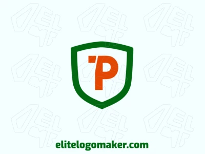 Excellent and cheap logo featuring the letter 'P' inside a shield, designed in a bold emblem style with a strong and professional look.