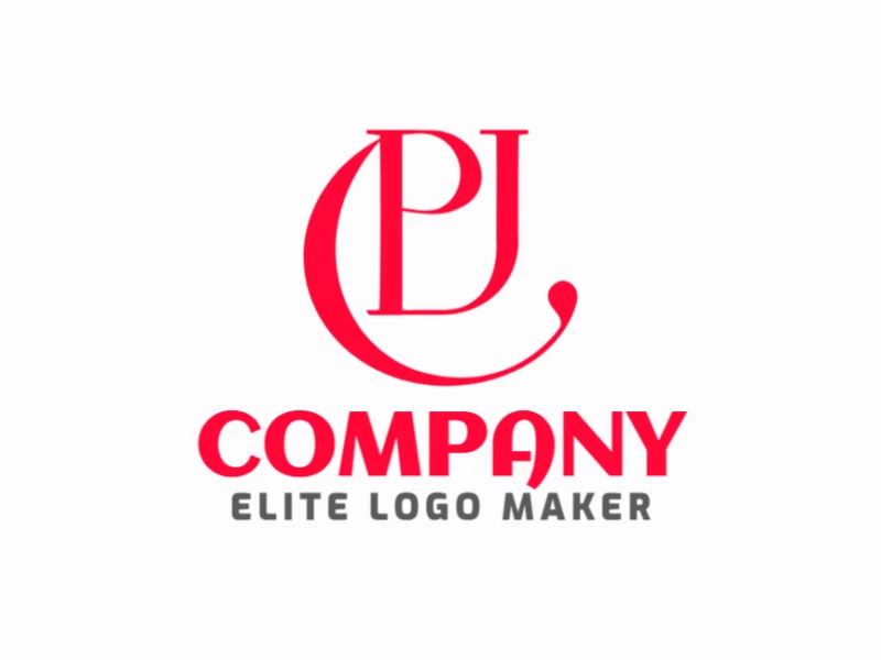 An ideal logo featuring the letters 'P' and 'J' in an initial letter style, designed with sleek lines and a balanced look for a professional appearance.