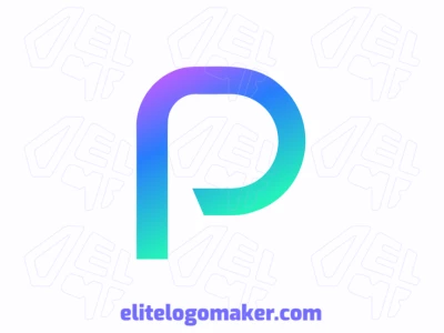 Logo template featuring the letter 'P' with a purple, blue, and green gradient in a sleek vector style.