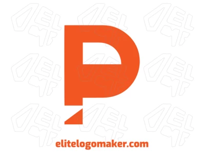 Editable logo design with letter "P" in orange color and simple initial letter style, perfect for clean visual identity.
