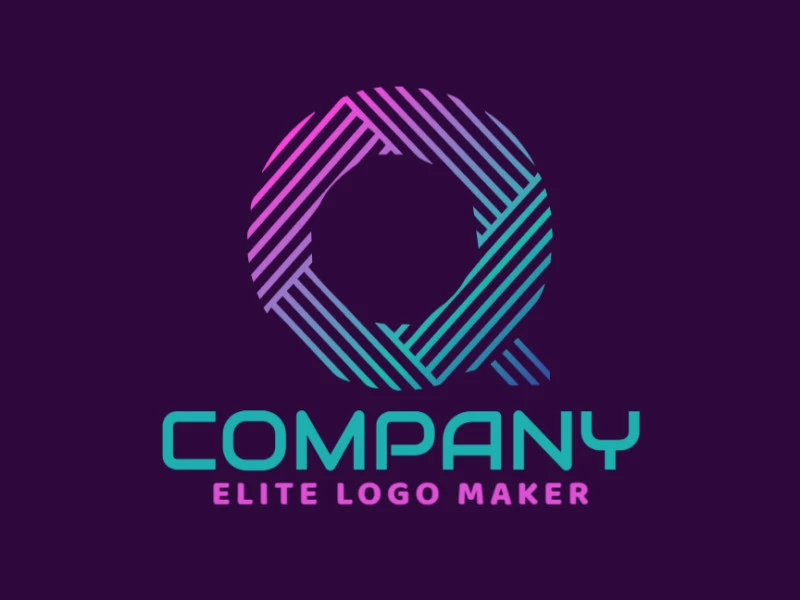 A flashy logo design with a striped 'Q', illustrated in vibrant green, blue, and pink colors.