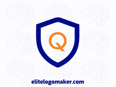 Letter "Q" With Orange Color Inside A Blue Shield Sleek Logo Concept