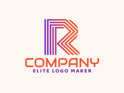 A vibrant logo showcasing the letter 'R' in a striped gradient design blending orange and purple hues.