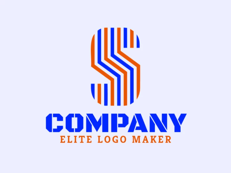 A vibrant logo featuring a striped letter 'S' with multiple lines, creatively merging blue and orange for a dynamic and modern appearance.