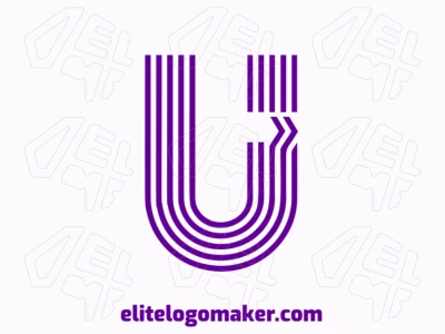 A logo template featuring the letter 'U' with several purple lines, creating a unique initial letter style.