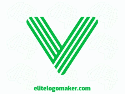 Dynamic and suitable initial letter logo featuring the letter 'V' in green with a stylish striped design.