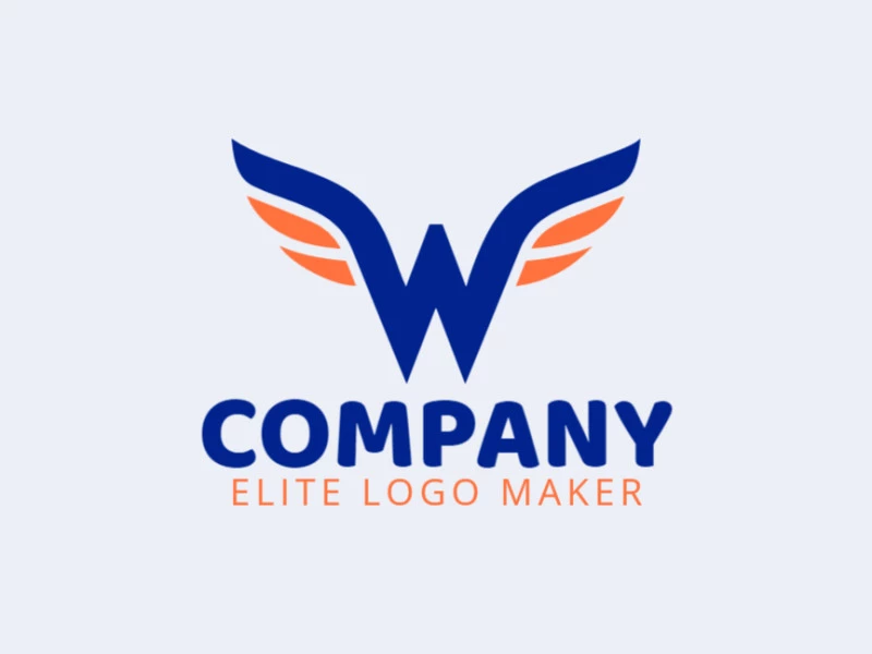 Crafting a dynamic initial letter logo with the letter "W", merging blue and orange hues for a striking visual identity.