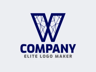 A handcrafted logo design showcasing the letter 'W', blending intricate details with a touch of elegance in dark blue hues.