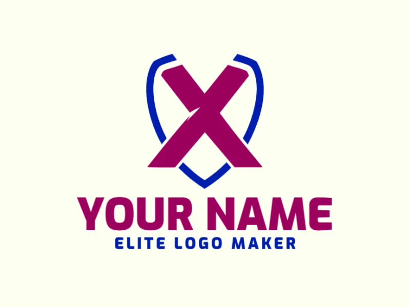 A customizable and prominent emblem logo featuring a unique letter 'X' combined with a shield, perfect for distinct branding.