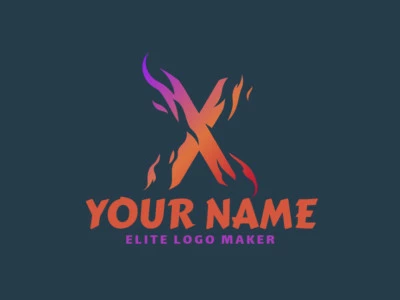 A striking gradient logo template featuring the letter 'X' intertwined with flames, creating a beautiful and noticeable design.