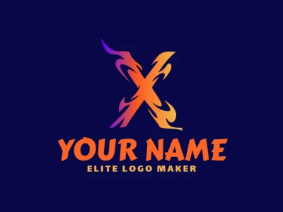 A cool, creative logo design featuring the letter 'X' with a fiery gradient effect, adding bold, dynamic energy while remaining budget-friendly.