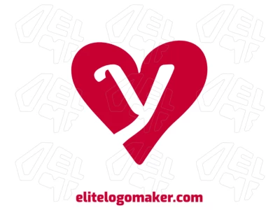 A minimalist logo template combining the letter "Y" with a red heart, creating a simple yet striking design.