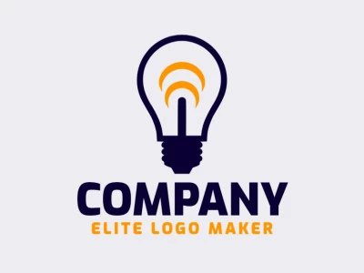 A sophisticated logo in the shape of a light bulb with a sleek minimalist style, featuring a captivating yellow and dark blue color palette.