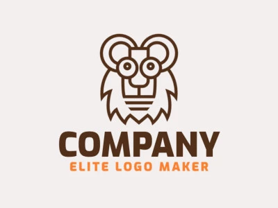 Professional logo in the shape of a lion with a monoline style, the color used was brown.