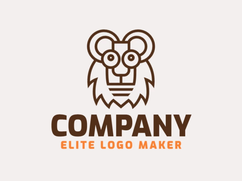 Professional logo in the shape of a lion with a monoline style, the color used was brown.