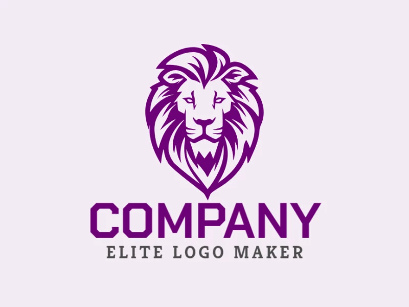 Logo with creative design, forming a lion with illustrative style and customizable colors.