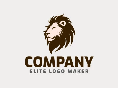 A minimalist lion logo design in earthy tones, epitomizing strength and sophistication.