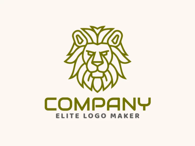 A monoline logo featuring a lion, created with green accents, representing strength and nature.