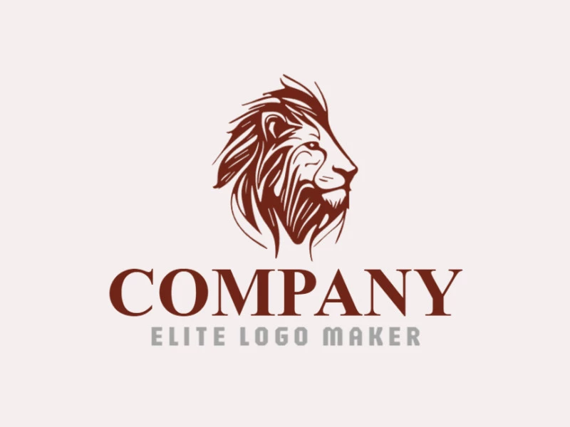 Animal logo created with abstract shapes forming a lion with the color brown.