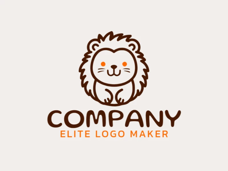 Professional logo in the shape of a lion cub with an abstract style, the colors used were brown and orange.