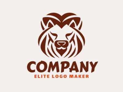 Abstract logo with a refined design forming a lion head, the color used was brown.