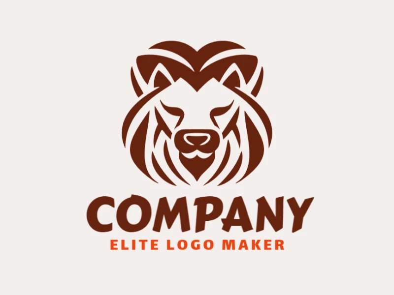 Abstract logo with a refined design forming a lion head, the color used was brown.