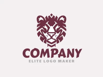 Vector logo in the shape of a lion head with abstract design and brown color.