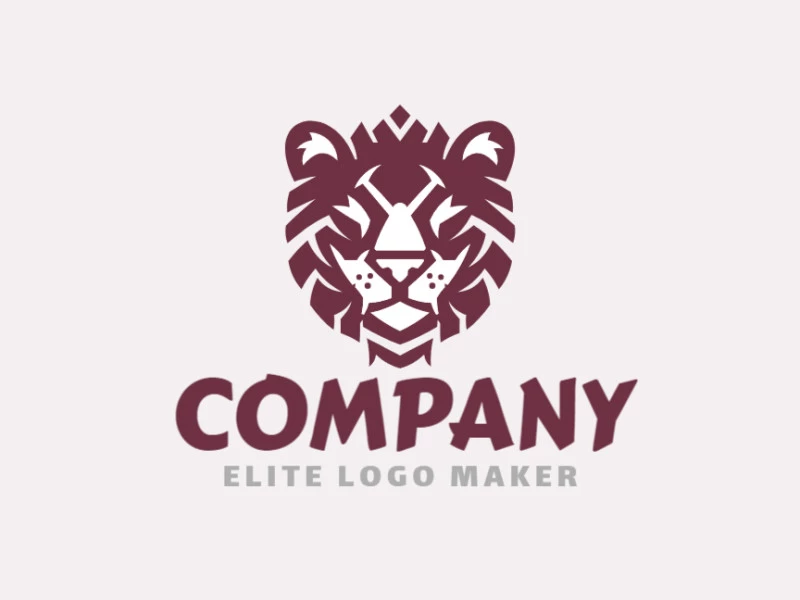 Vector logo in the shape of a lion head with abstract design and brown color.