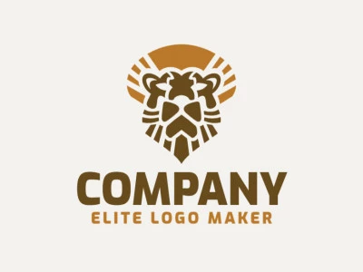 An abstract lion head in a rich shade of brown is the centerpiece of this logo. It captures the essence of strength and majesty.