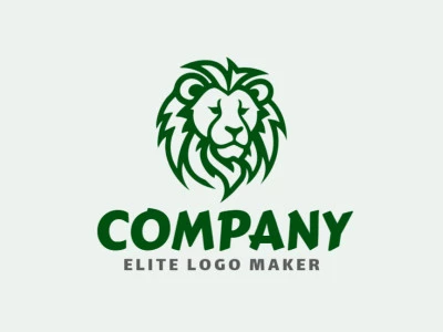 An abstract lion head logo in deep, majestic dark green, symbolizes power and natural elegance.