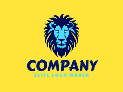 A sophisticated and symmetrical lion head logo in blue, representing strength and professionalism, perfect for a brand seeking a bold and refined identity.