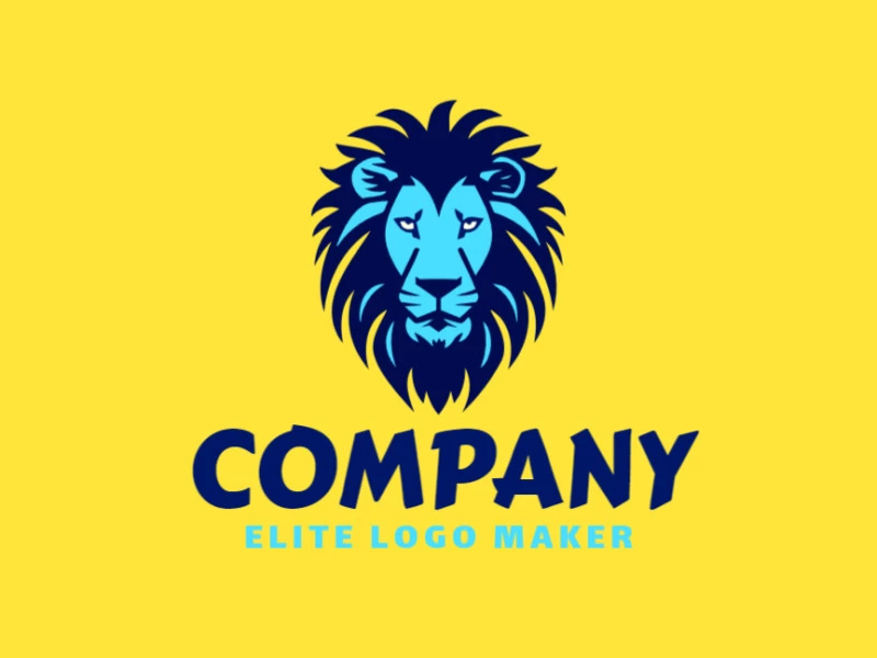 A sophisticated and symmetrical lion head logo in blue, representing strength and professionalism, perfect for a brand seeking a bold and refined identity.