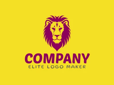 A symmetric logo featuring a majestic lion head, utilizing pink hues for a bold and striking design.