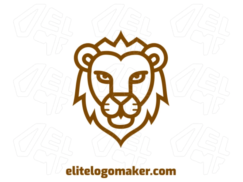 Lion head designed in a monoline style, creating a sleek and modern animal logo template with bold and elegant lines.