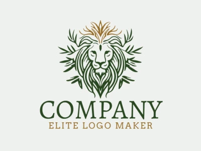 This vivid, illustrative logo features a regal lion and lush leaves, all rendered in shades of vibrant green and sunny yellow. It's a symbol of strength and growth.