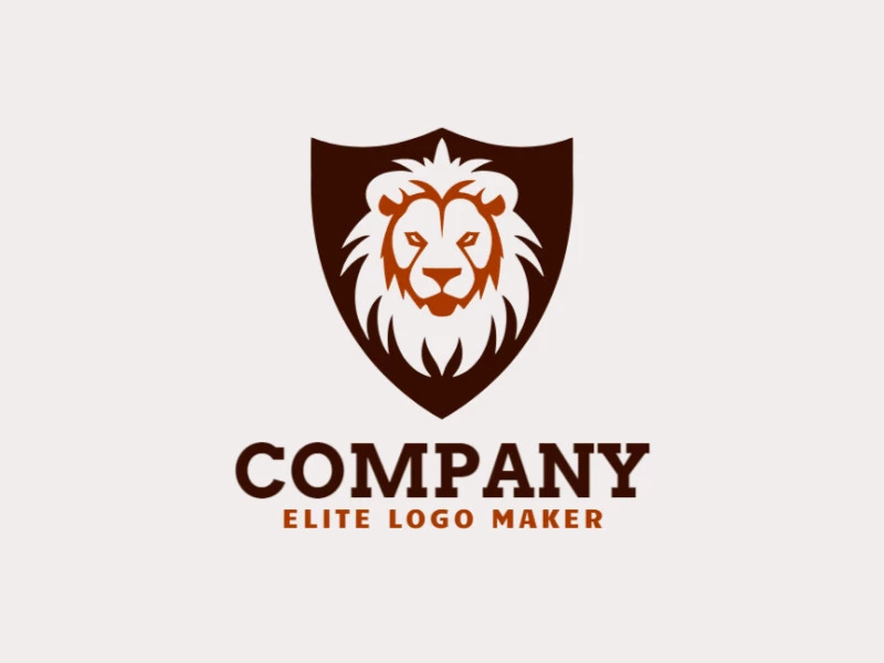 An emblem-style logo featuring a majestic lion and shield in rich shades of brown and dark brown, symbolizing strength and protection.