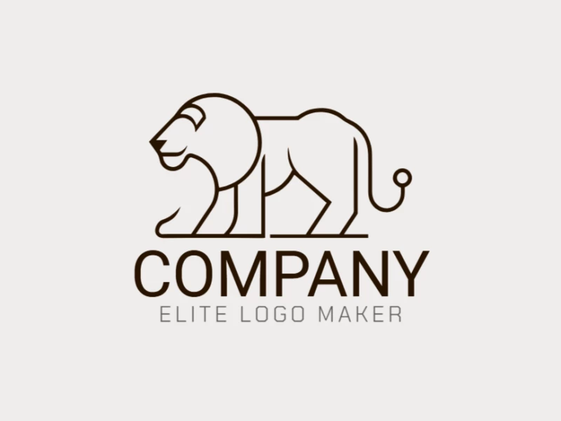 Appropriate logo design featuring a lion with fine lines in a minimalist style, symbolizing quality and strength with elegant simplicity.