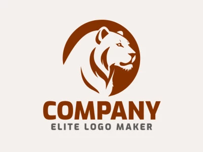 A sophisticated logo in the shape of a lioness with a sleek negative space style, featuring a captivating brown color palette.