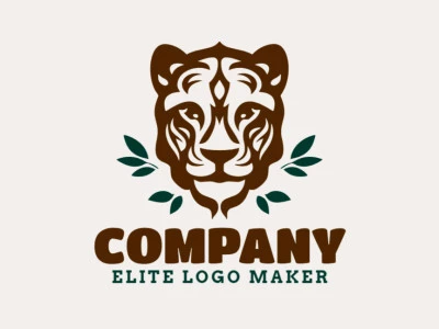 Customizable logo in the shape of a lioness head with a symmetric style, the colors used were dark brown and dark green.