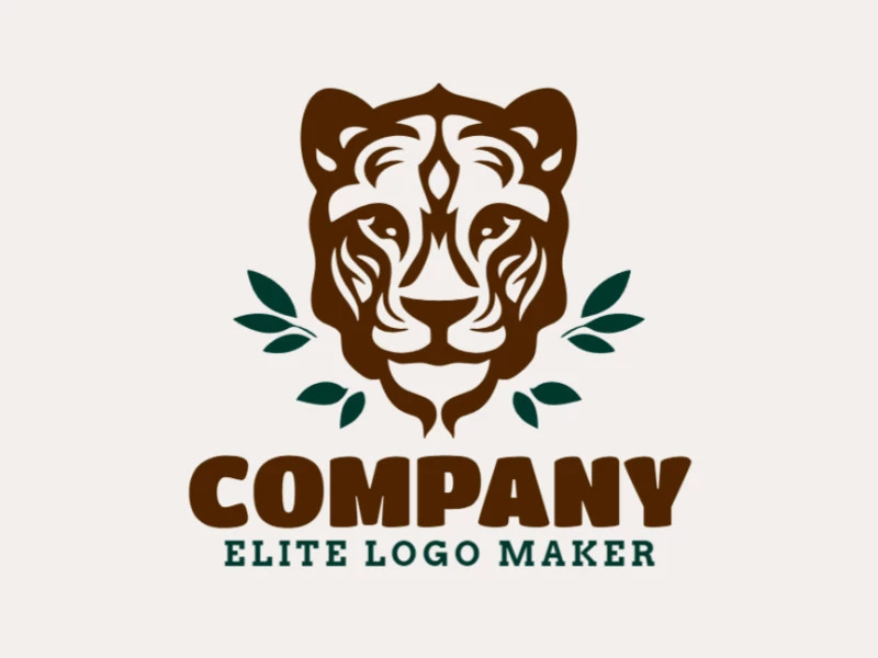 Customizable logo in the shape of a lioness head with a symmetric style, the colors used were dark brown and dark green.